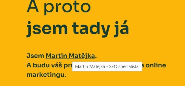 Ukázka, jak se alternativní text zobrazí při najetí myši na odkaz